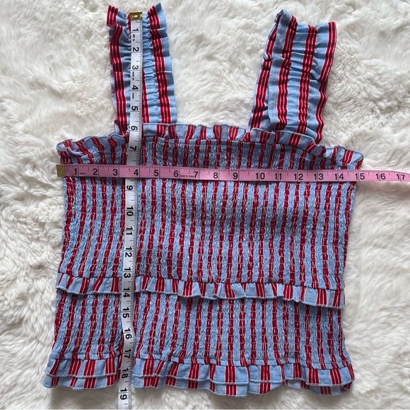 THML Striped Ruffle Trim Top - Red and Blue S - Picture 5 of 7